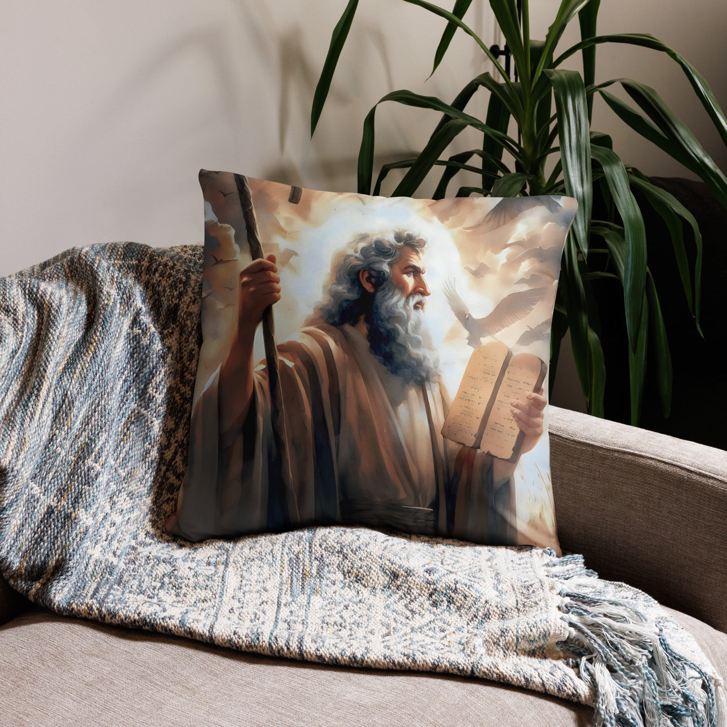 Moses With The Ten Commandments Basic Pillow