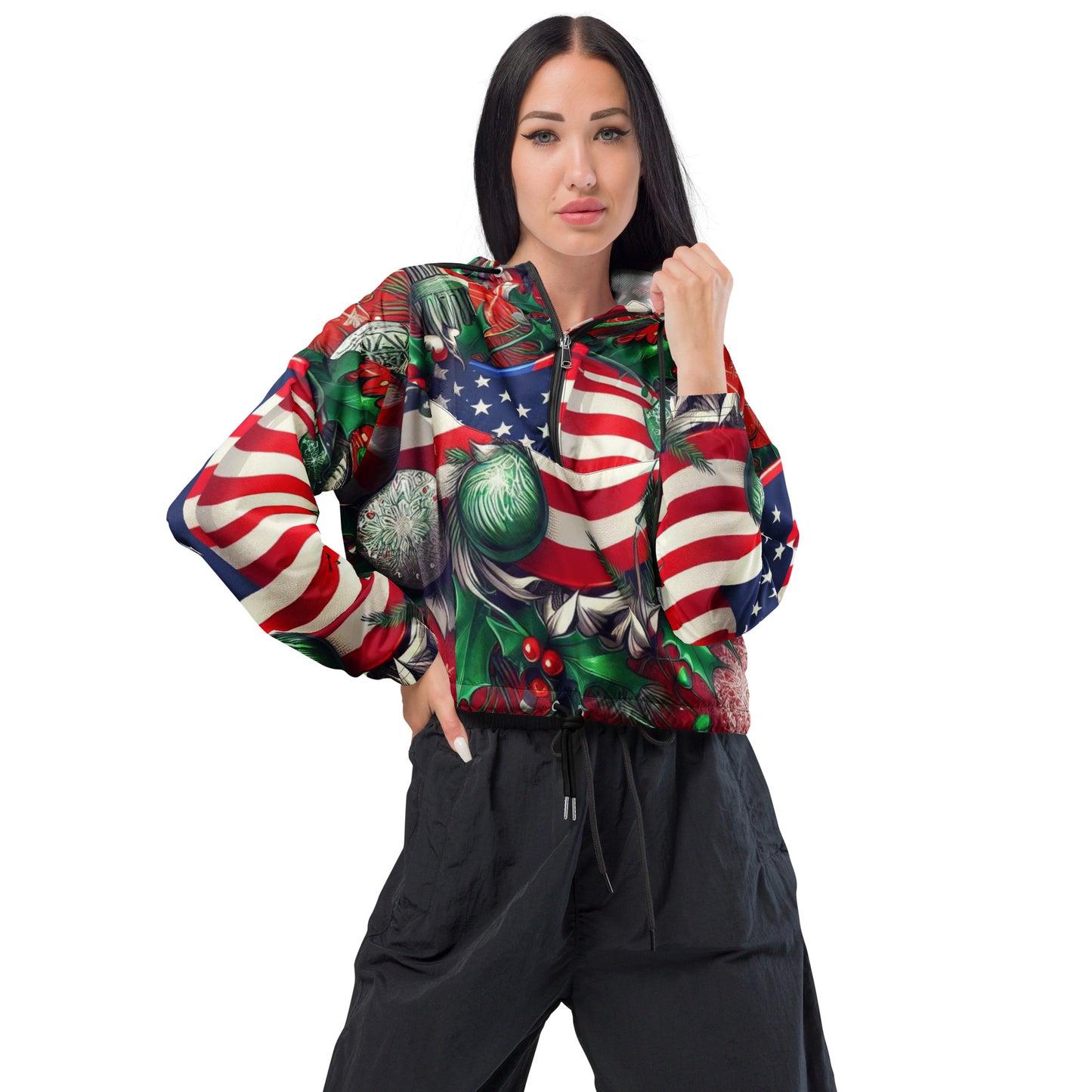 Christmas US Women’s Cropped Windbreaker