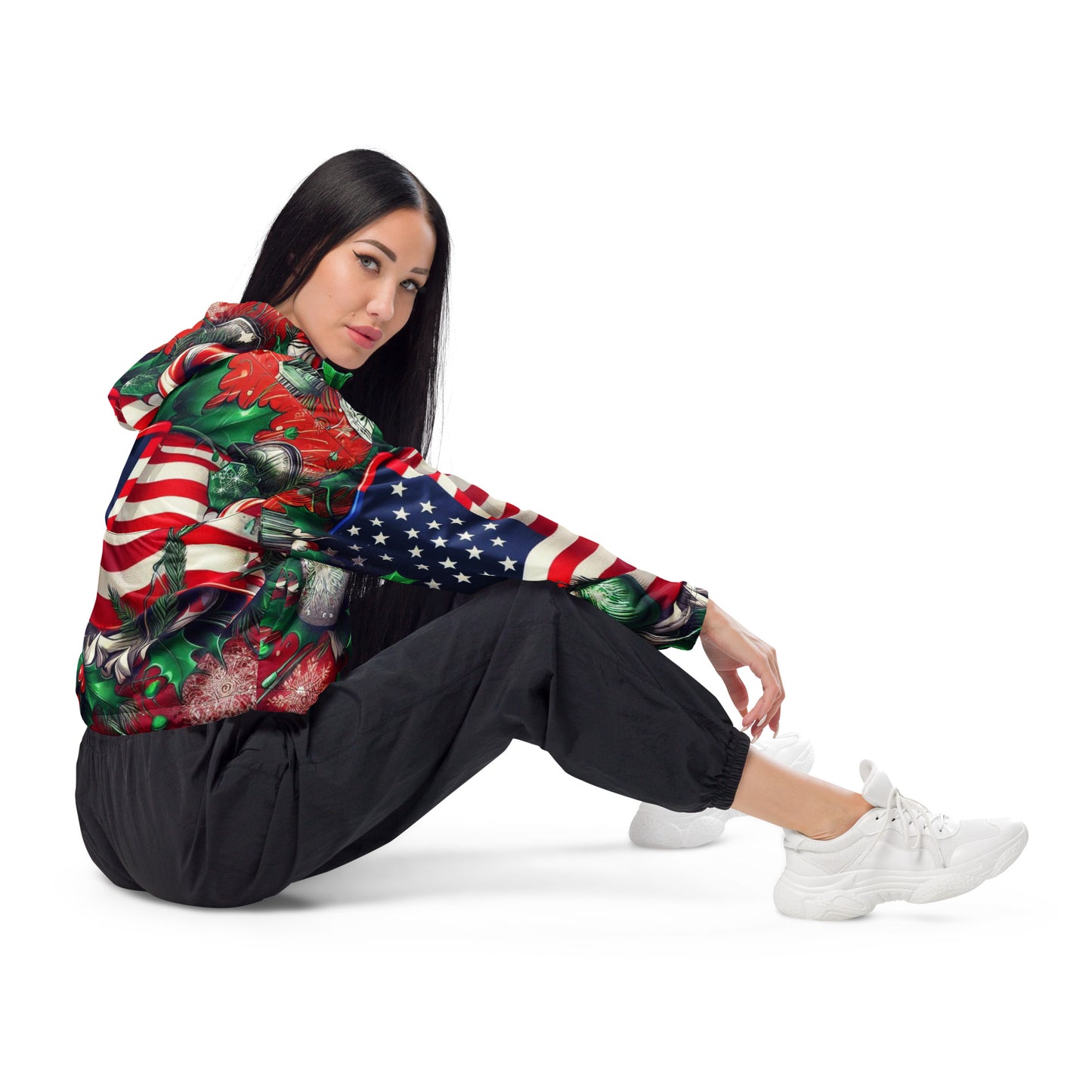 Christmas US Women’s Cropped Windbreaker