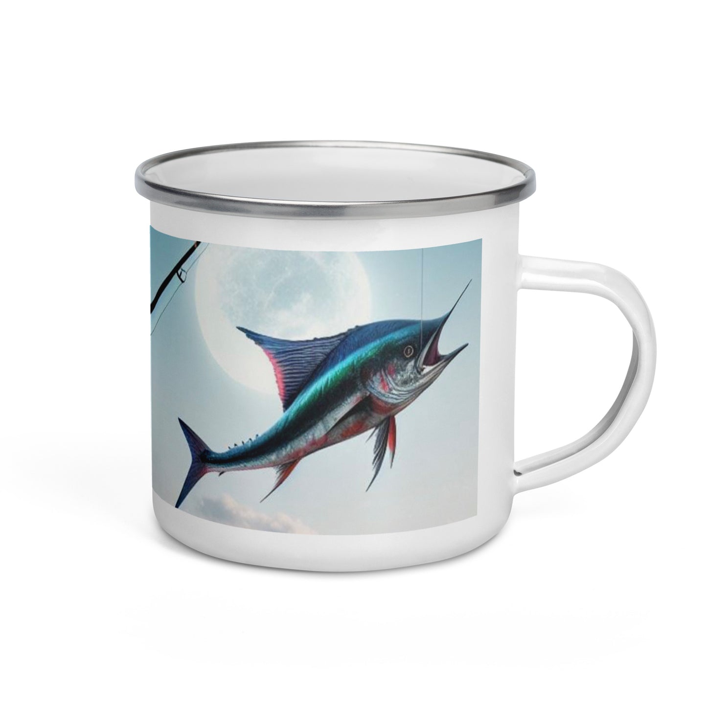 Santa Fishing Enamel Mug