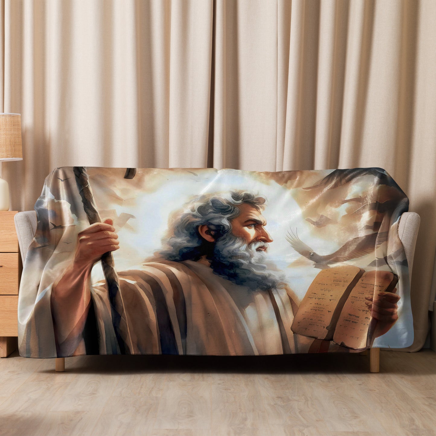 Moses With The Ten Commandments Sherpa Blanket