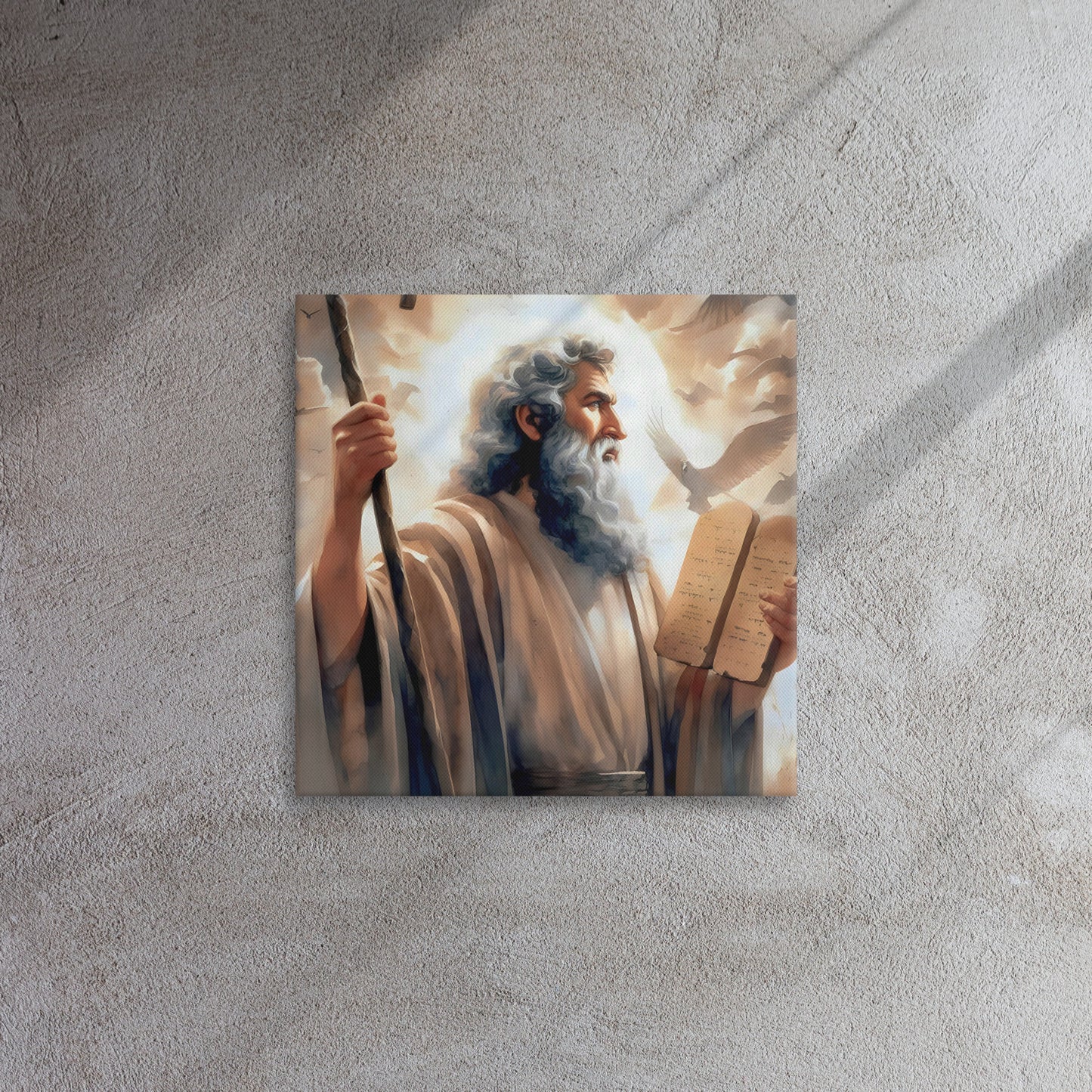 Moses And The Ten Commandments Thin Canvas