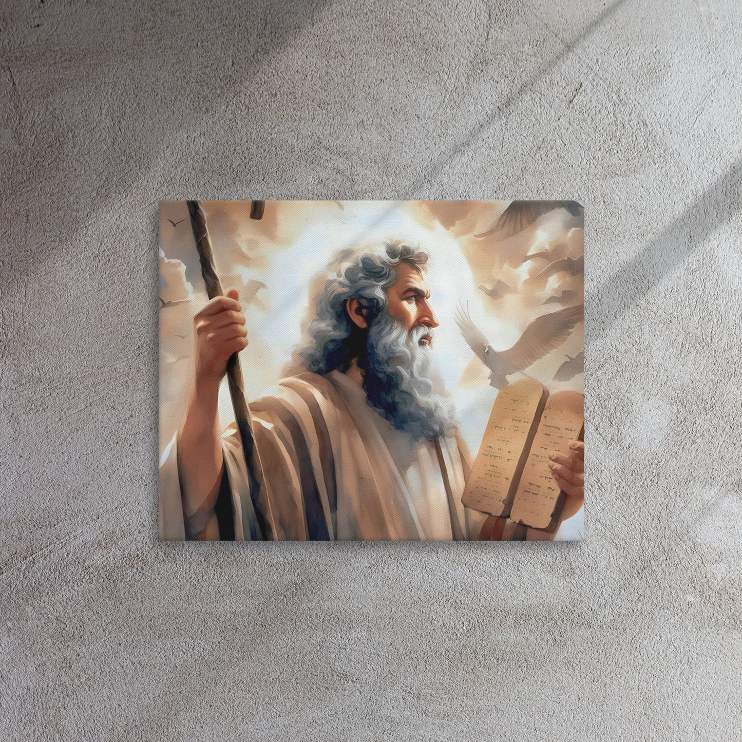 Moses And The Ten Commandments Thin Canvas