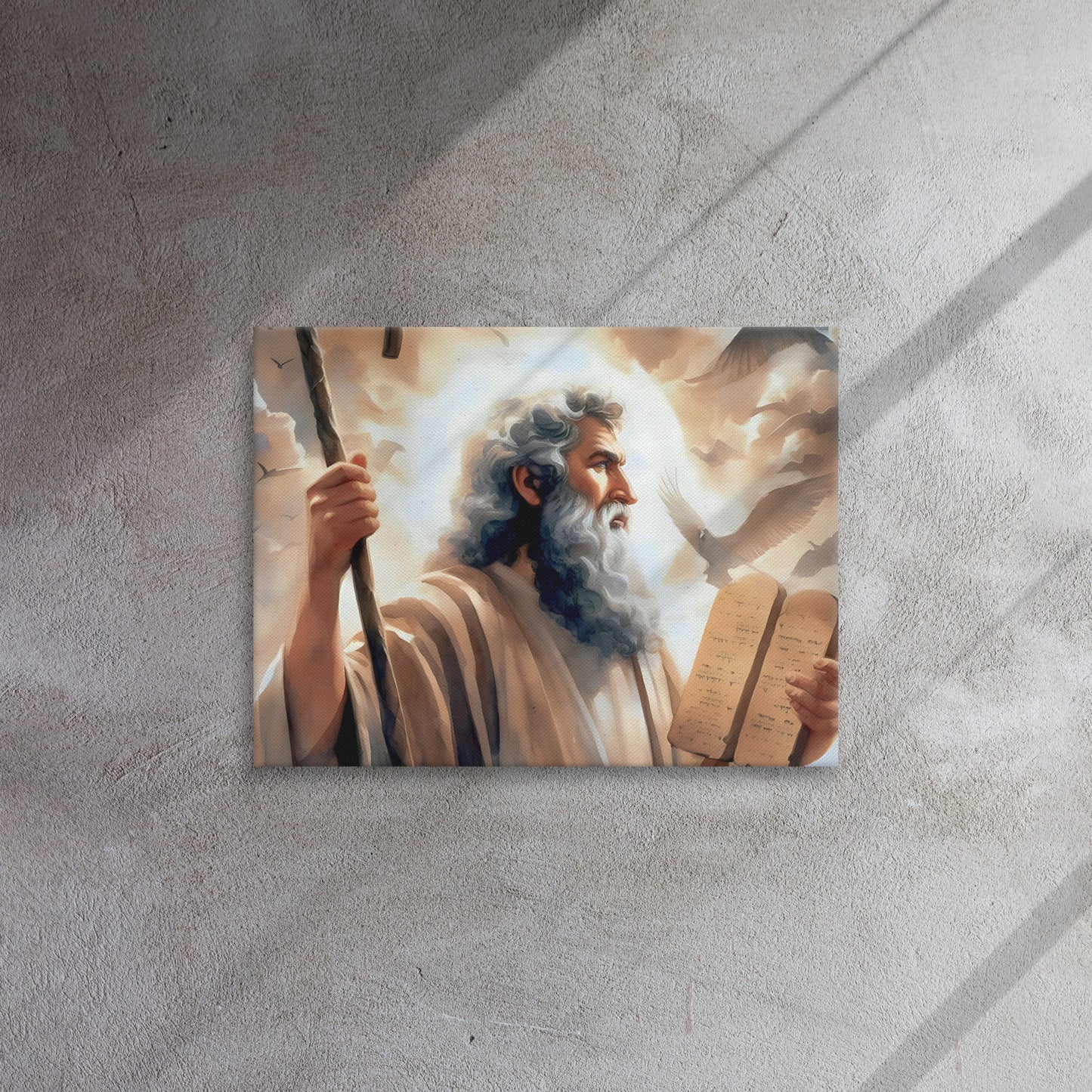 Moses And The Ten Commandments Thin Canvas