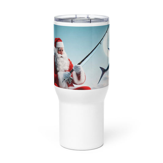 Santa Fishing Travel Mug With A Handle