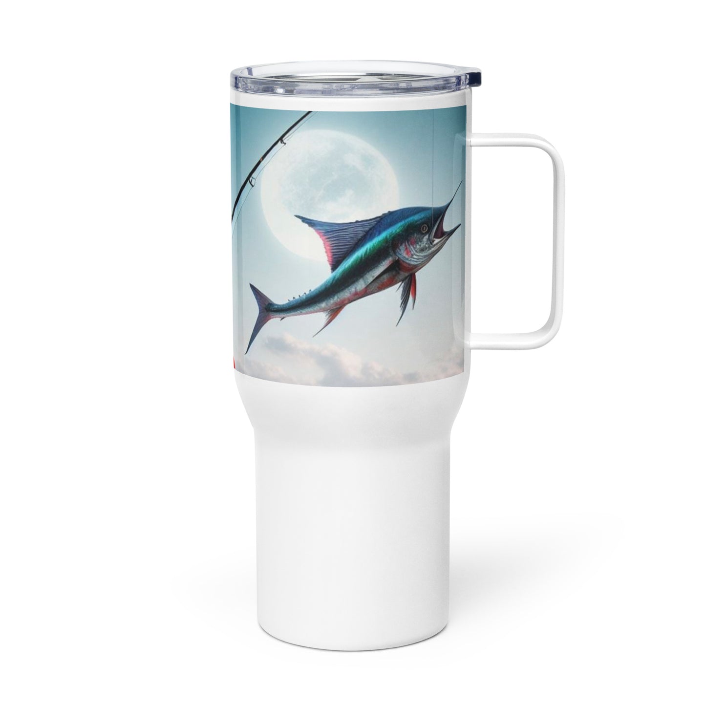 Santa Fishing Travel Mug With A Handle