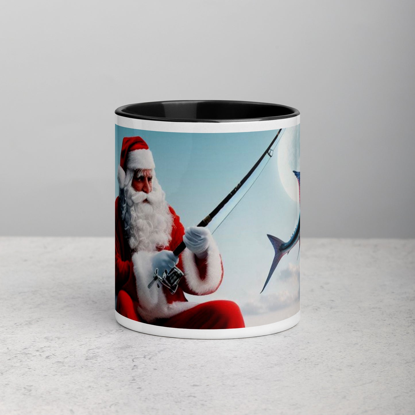 Santa Fishing Mug With Color Inside