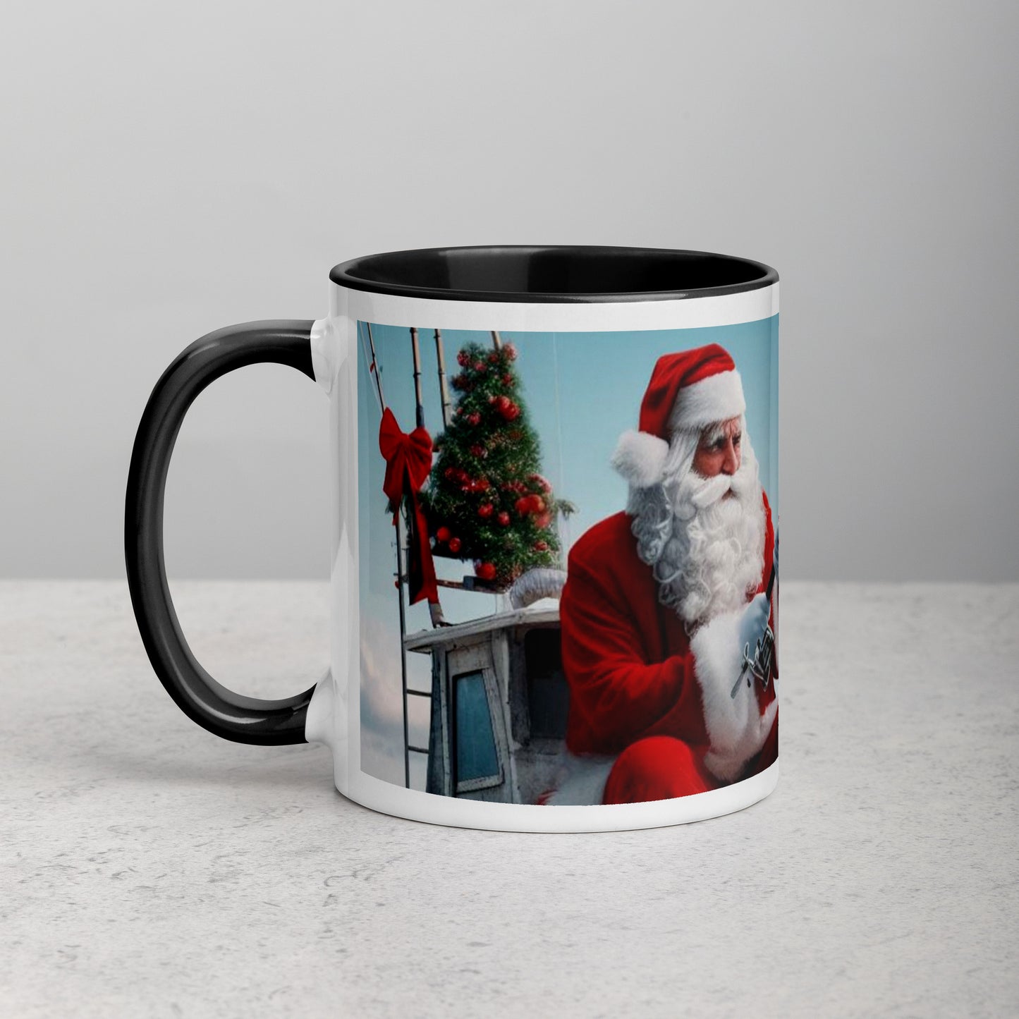 Santa Fishing Mug With Color Inside