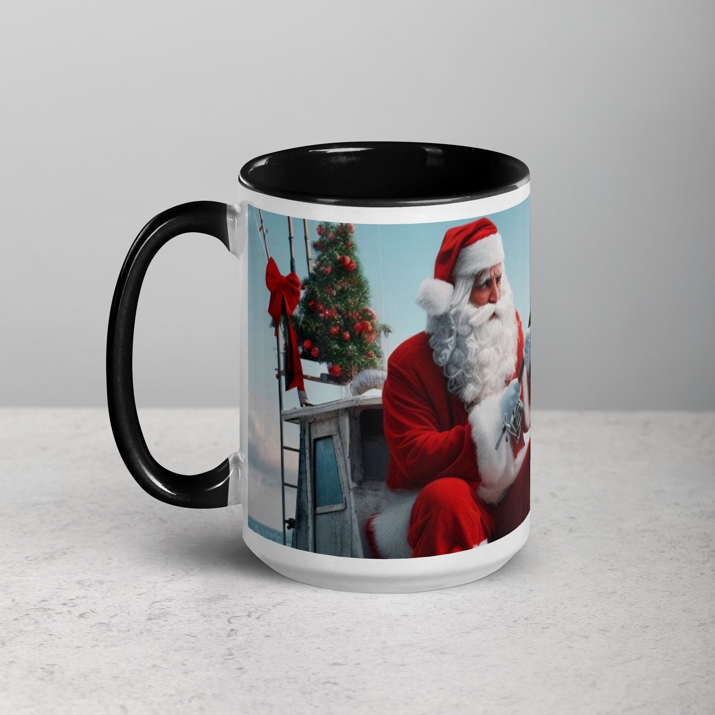 Santa Fishing Mug With Color Inside