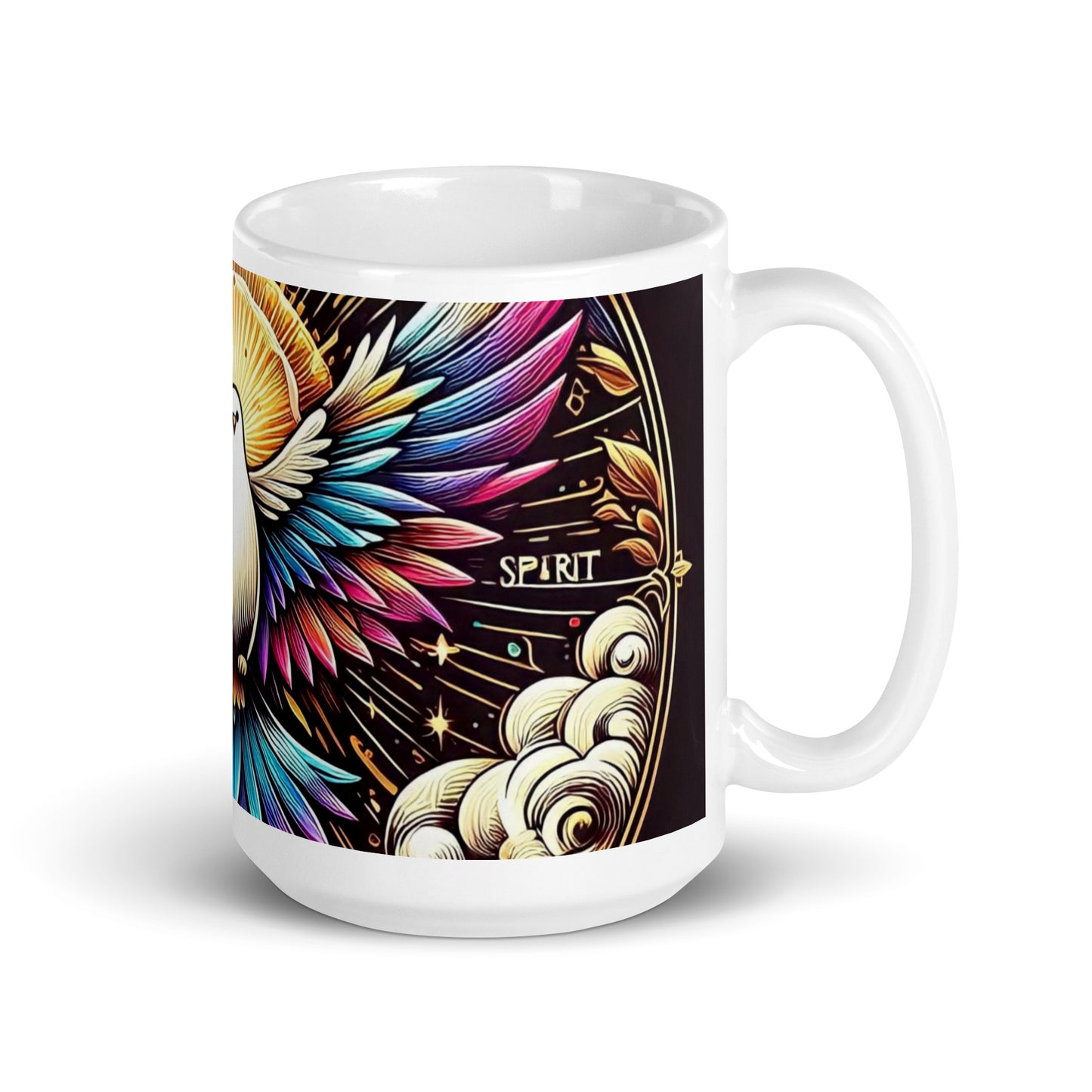 Holy Spirit White glossy mug