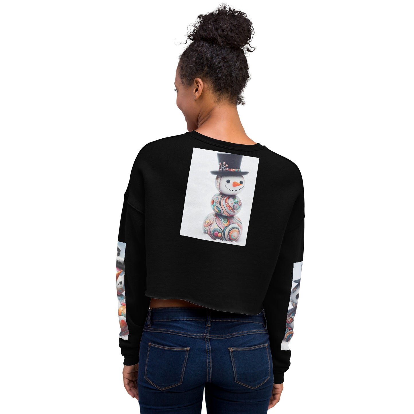 Christmas Snowman Women's Crop Sweatshirt