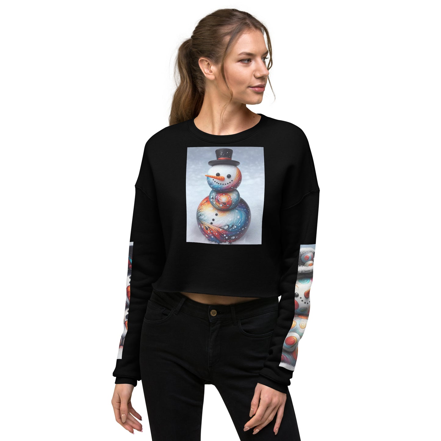 Christmas Snowman Women's Crop Sweatshirt