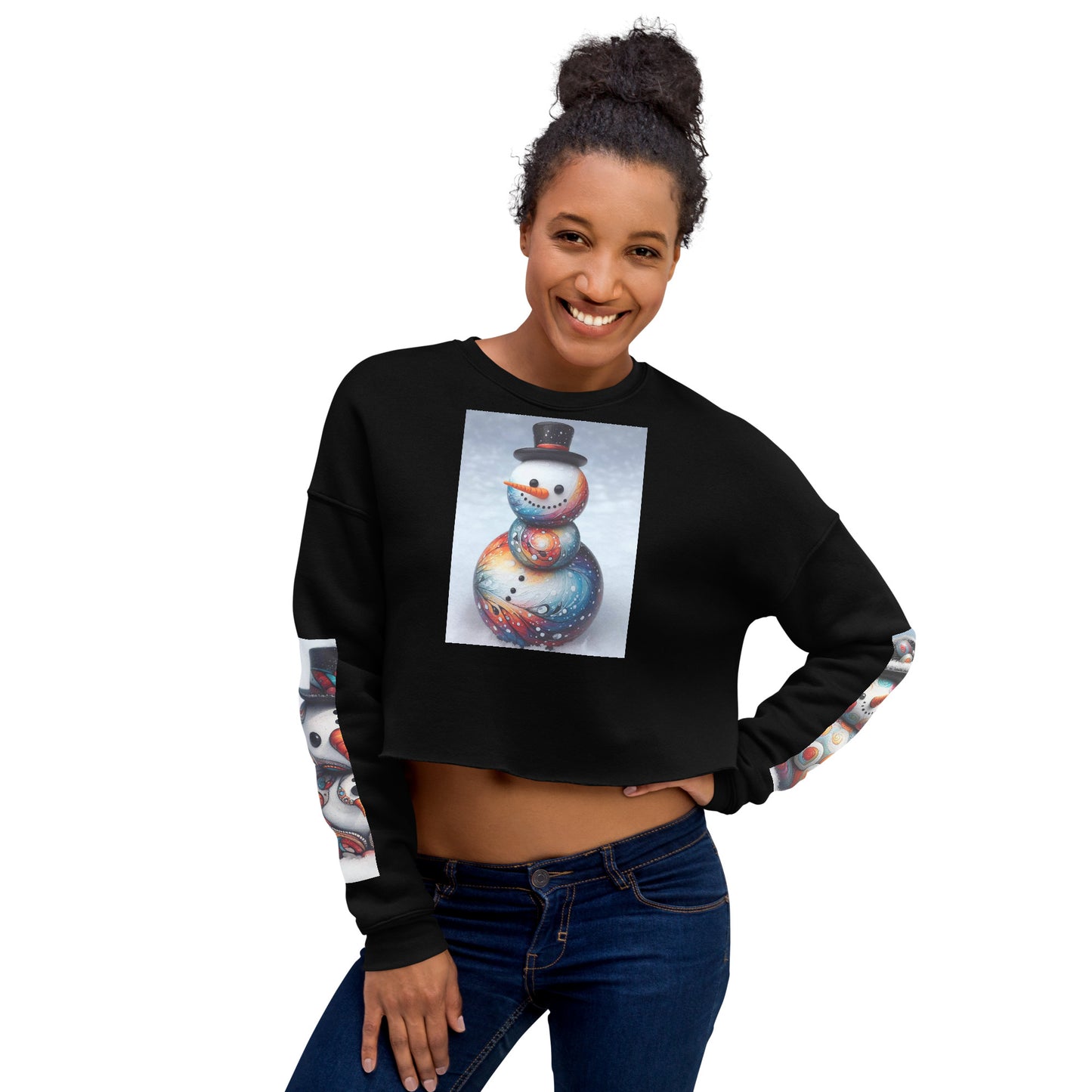 Christmas Snowman Women's Crop Sweatshirt