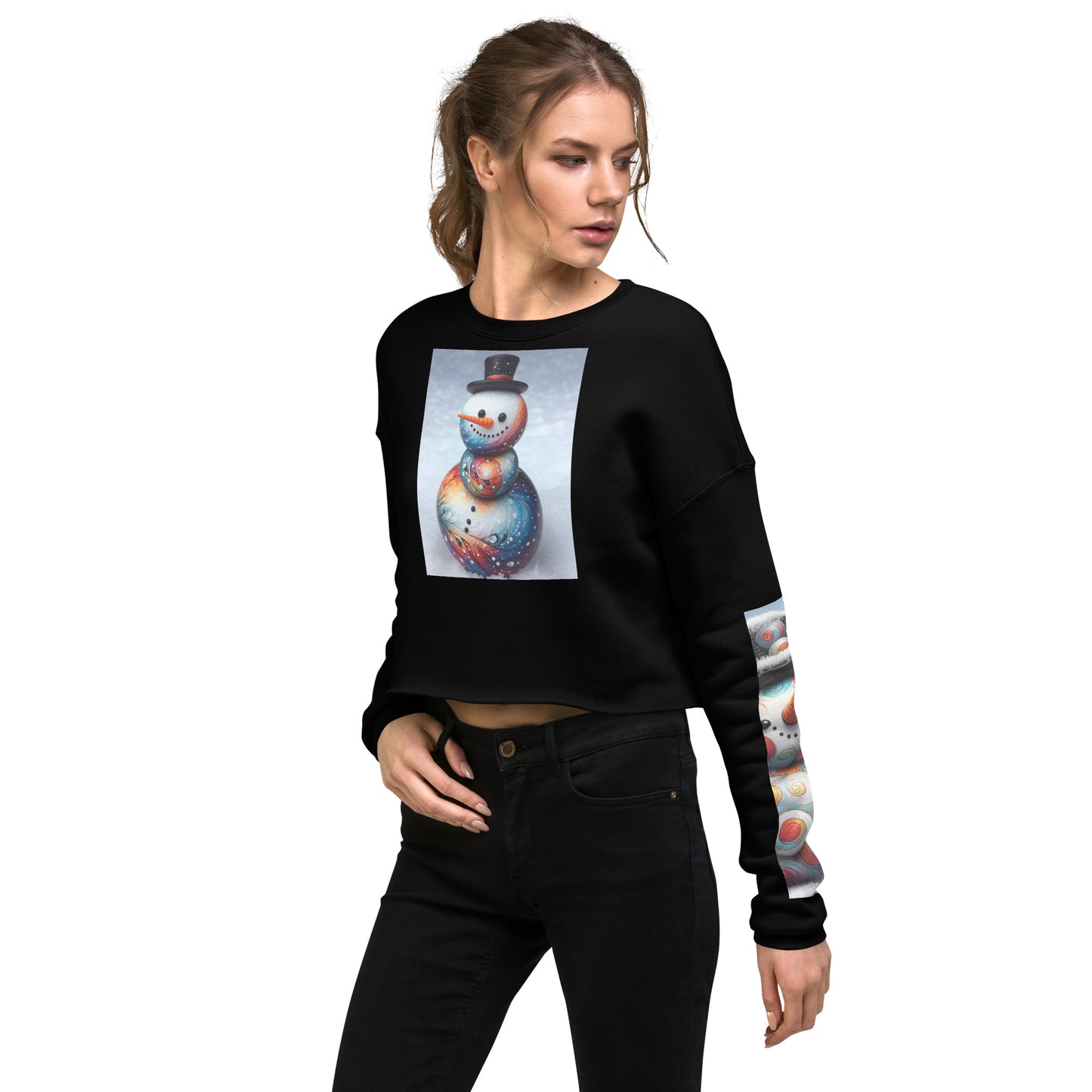 Christmas Snowman Women's Crop Sweatshirt