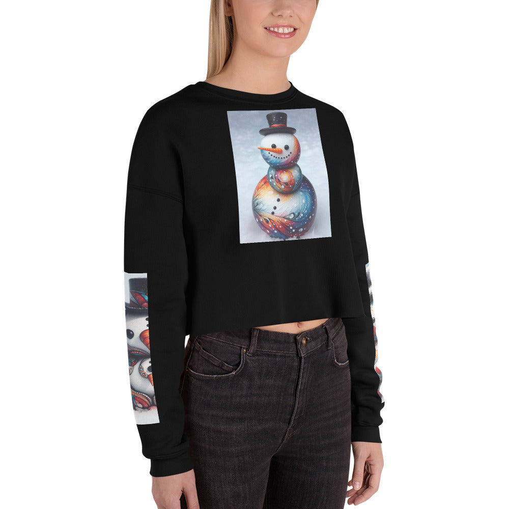 Christmas Snowman Women's Crop Sweatshirt